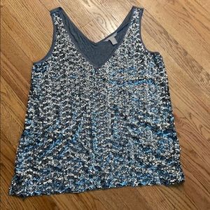 Gray sequin tank top. (Sequins on front only)